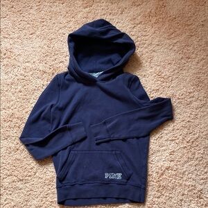 PINK Victoria's Secret Blue and Silver Hoodie Sweatshirt
